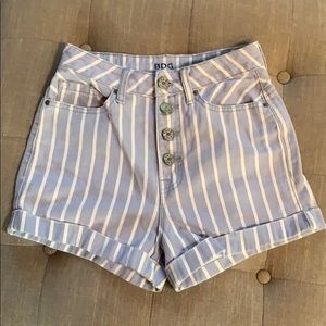 Striped BDG high rise button fly shorts